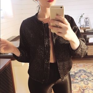 Isabel Marant Silver Metallic Reptile Bomber